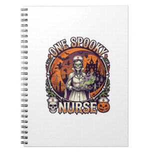 Eine gruselige Krankenschwester Halloween Skelett Notizblock