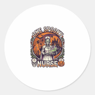Eine gruselige Krankenschwester Halloween Skelett Runder Aufkleber