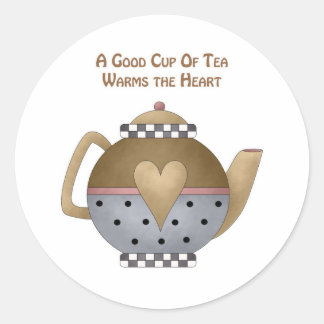 Eine gute Tasse Tee erwärmt das Herz Runder Aufkleber