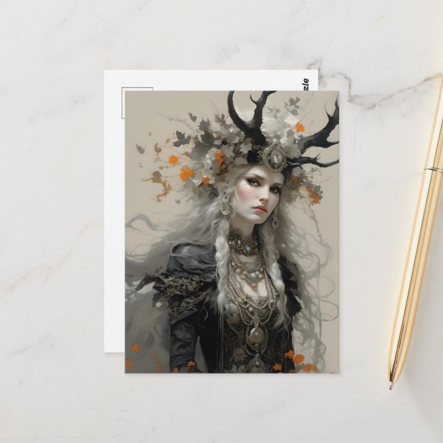Eine heidnische Göttin mit Antlern Postkarte (Vorderseite/Rückseite Beispiel)
