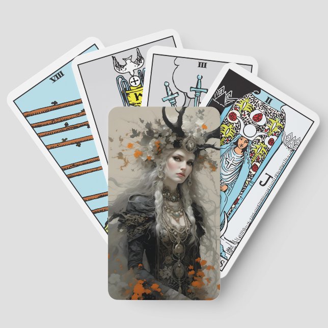 Eine heidnische Göttin mit Antlern Spielkarten (Rückseite)