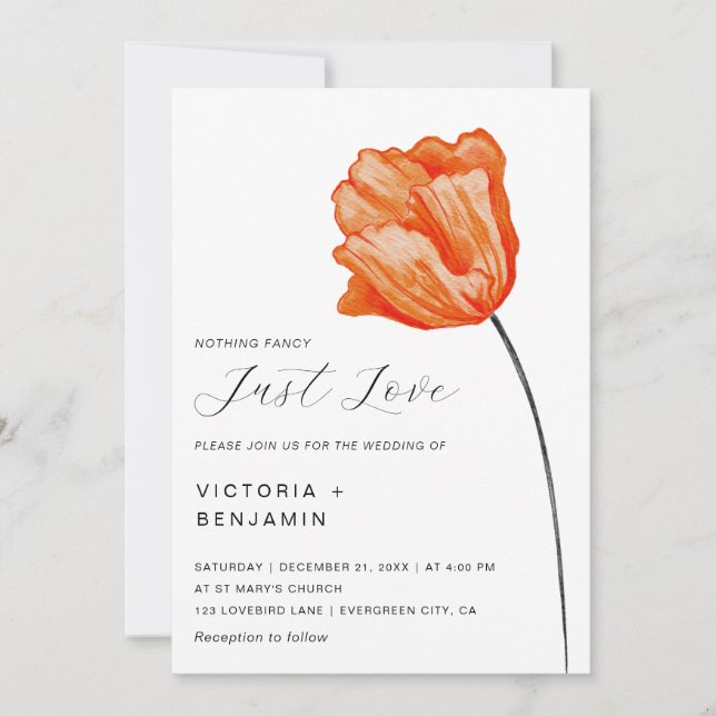 Eine helle Blume nur Liebe Minimalistisch Hochzeit Einladung (Vorderseite)