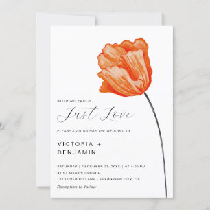 Eine helle Blume nur Liebe Minimalistisch Hochzeit Einladung