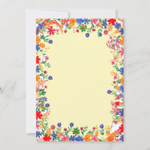 Eine helle, farbenfrohe Blumengrenze Einladung