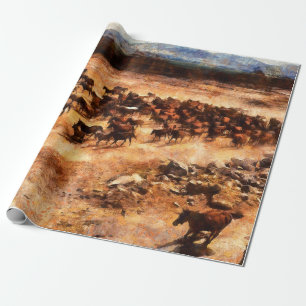 Eine Herde wilder Laufpferde. Künstlerische Arbeit Geschenkpapier