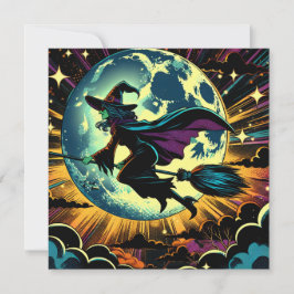 Eine Hexe und ein Vollmond-Halloween-Party Einladung