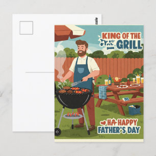 eine Hinterhof-GRILLEN für Vatertag Postkarte