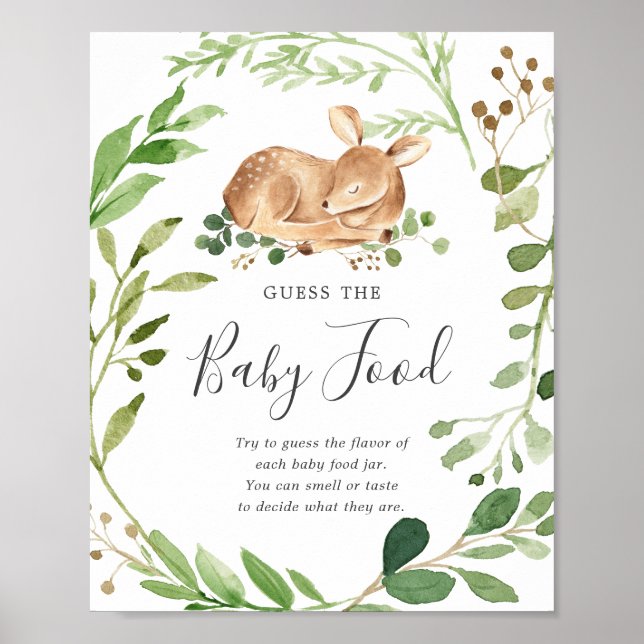 Eine Hirschdusche rät das Baby Food Poster (Vorne)