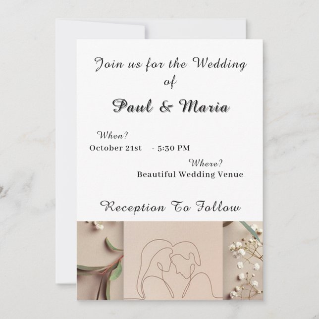 Eine Hochzeit mit Elegant - Moderne Einladung (Vorderseite)