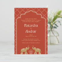 Eine Hochzeitseinladung, die mit indischer Traditi