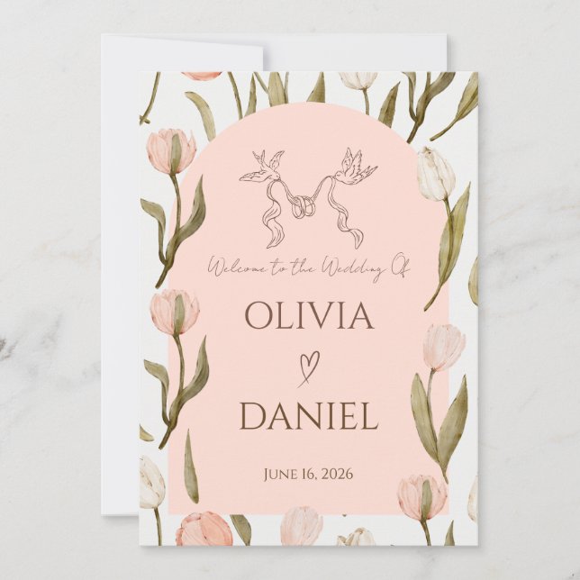 Eine Hochzeitseinladung mit einer träumerischen, r (Vorderseite)