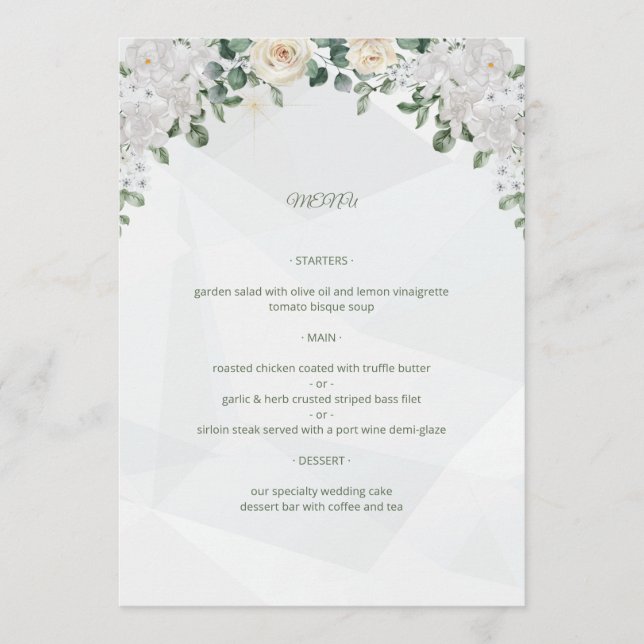 Eine Hochzeitskarte für Blumengeschäfte Menükarte (Vorderseite)