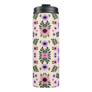 Eine hohe, zylindrische Reisebecher mit einem schw Thermosbecher