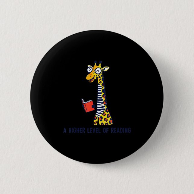 Eine höhere Ebene des Lesens lustiger Giraffe Büch Button (Vorderseite)
