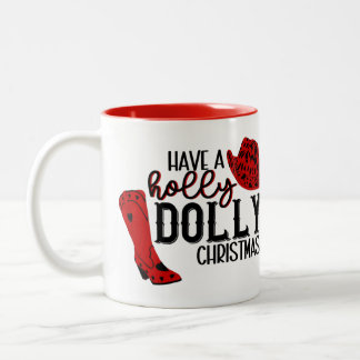 Eine Holly Dolly Weihnachtskaffee-Tasse Zweifarbige Tasse