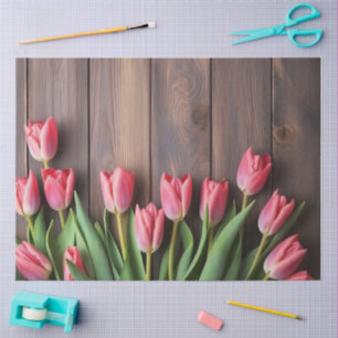 Eine Holz- und Tulpen-Serie Design #3 Seidenpapier