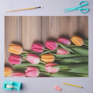 Eine Holz- und Tulpen-Serie Design #4 Seidenpapier