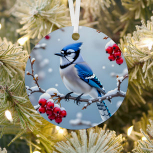 Eine Hübsch blaue Jay   Personalisierte Weihnachte Ornament Aus Metall
