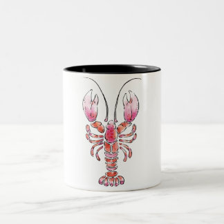 Eine Hummertasse im Aquarellstil Zweifarbige Tasse