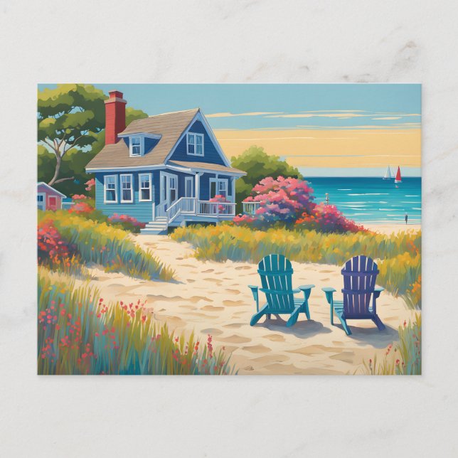 Eine Hütte am Strand Postkarte (Vorderseite)