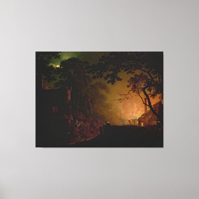 Eine Hütte in der Nacht, Joseph Wright von Derby Leinwanddruck (Vorderseite)