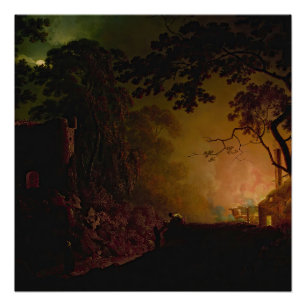 Eine Hütte in der Nacht, Joseph Wright von Derby Poster