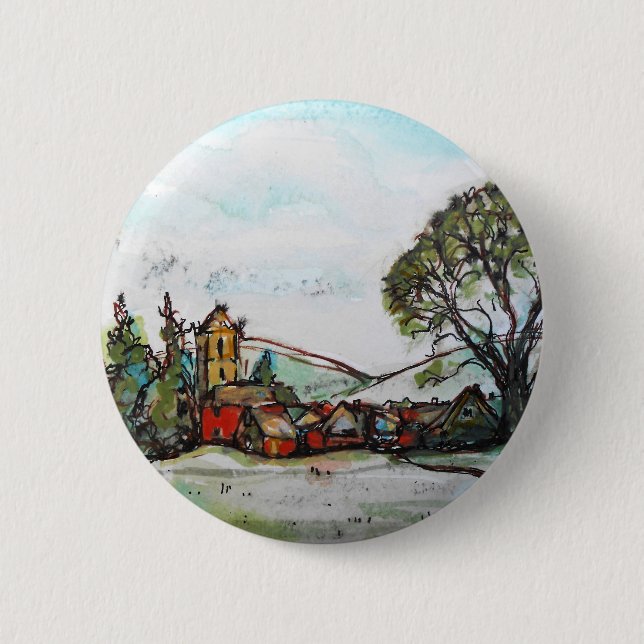 Eine idyllische britische Dorfskizze Button (Vorderseite)