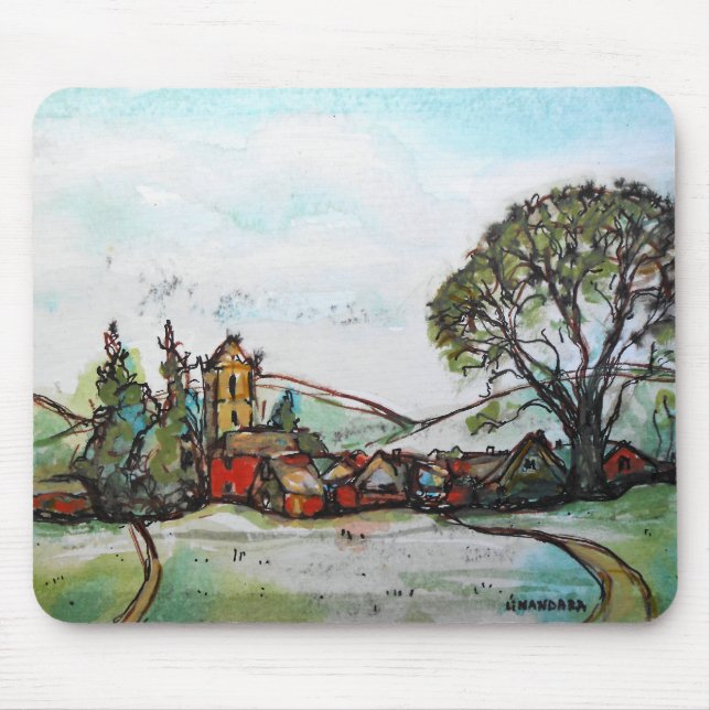 Eine idyllische britische Dorfskizze Mousepad (Vorne)