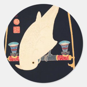 Eine Illustration von Ito Jakuchu über einen weiße Runder Aufkleber