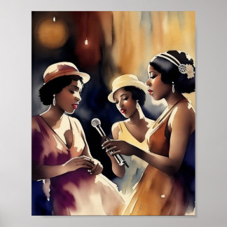 Eine im Jazz Club Darstellende Sängergruppe Poster