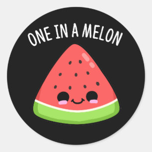 Eine in einem Melon Funny Watermelon Pun Dark BG Runder Aufkleber