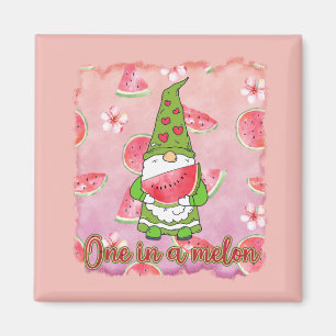Eine in einem Melon   Green Gnome & Watermelon Magnet