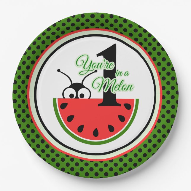 Eine in einem Melon Picnic Ant mit Watermelon Pappteller (Vorderseite)
