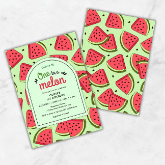 Eine in einem Melon Summer Watermelon 1. Geburtsta Einladung