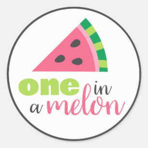 Eine in einem Melon Watermelon 1. Geburtstag Gastg Runder Aufkleber