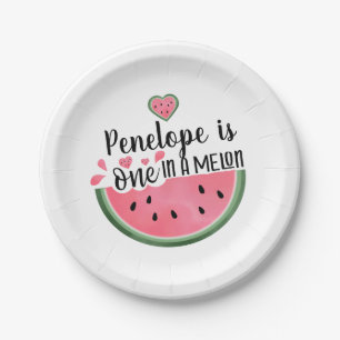 Eine in einem Melon Watermelon Personalisierten Ge Pappteller