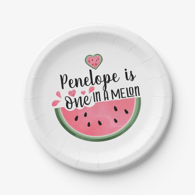 Eine in einem Melon Watermelon Personalisierten Ge Pappteller (Vorderseite)