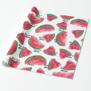 Eine in einem Melon Zitat Wassermelone Wasserfarbe Geschenkpapier