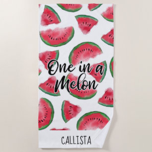 Eine in einem Melon Zitat Wassermelone Wasserfarbe Strandtuch