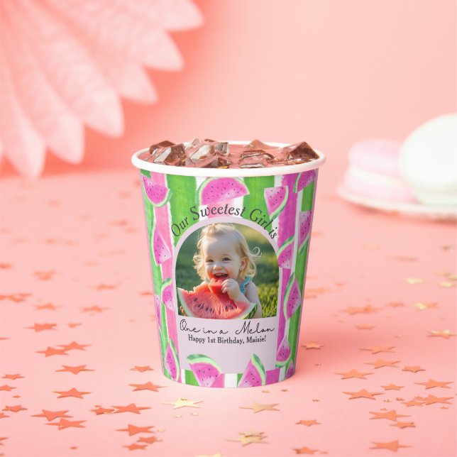 Eine in einer Melon-Birthday-Wassermelone Pappbecher (Insitu)