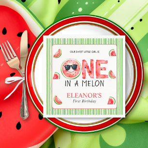 Eine in einer Melone 1. Geburtstag Wassermelone Pa Serviette