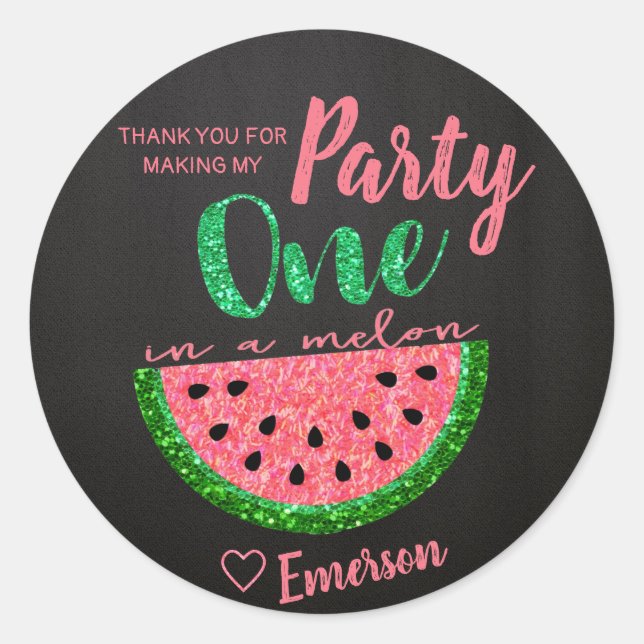 Eine in einer Melone, Watermelon Sticker Label Dan (Vorderseite)