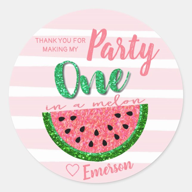Eine in einer Melone, Watermelon Sticker Label Dan (Vorderseite)