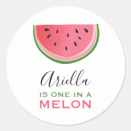 Eine in einer Melone Watermelon Tags Umschlag Aufk Runder Aufkleber
