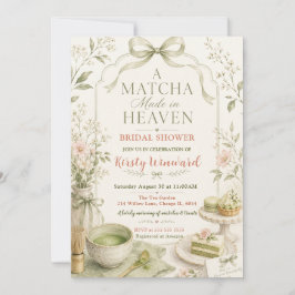 Eine in Heaven geschlossene Matcha-Hochzeitsbrause Einladung