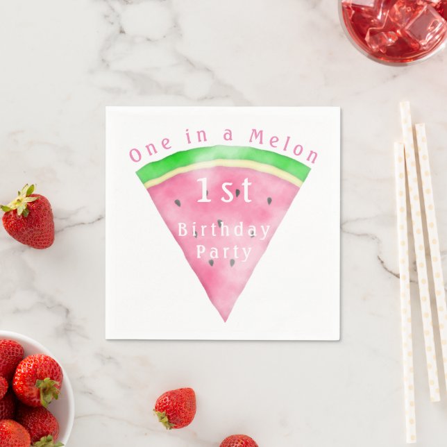 Eine in Melon 1. Geburtstag Wassermelone Serviette (Beispiel)