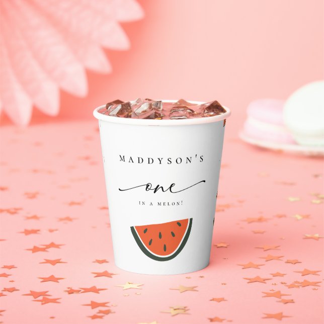 Eine in Melon erste Geburtstagsparty  Pappbecher (Insitu)