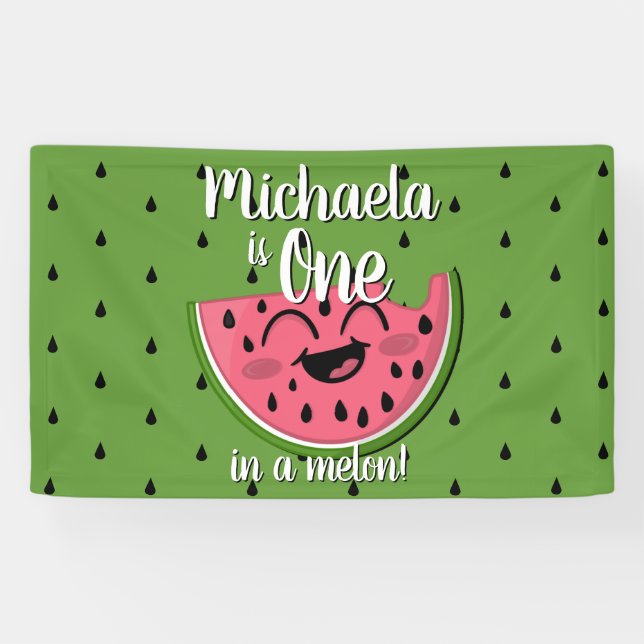 Eine in Melon Niedlich Watermelon Green zum Geburt Banner (Horizontal)