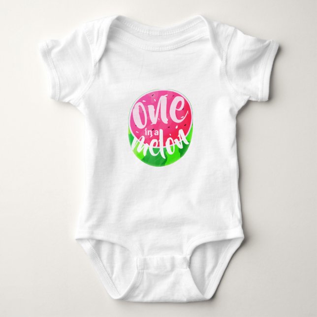 Eine in Melon Sweet Summer Watermelon Baby Strampler (Vorderseite)