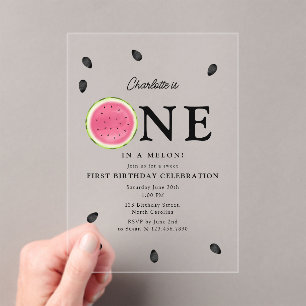 Eine in Melon Watermelon Sommer Geburtstag Acryleinladungen
